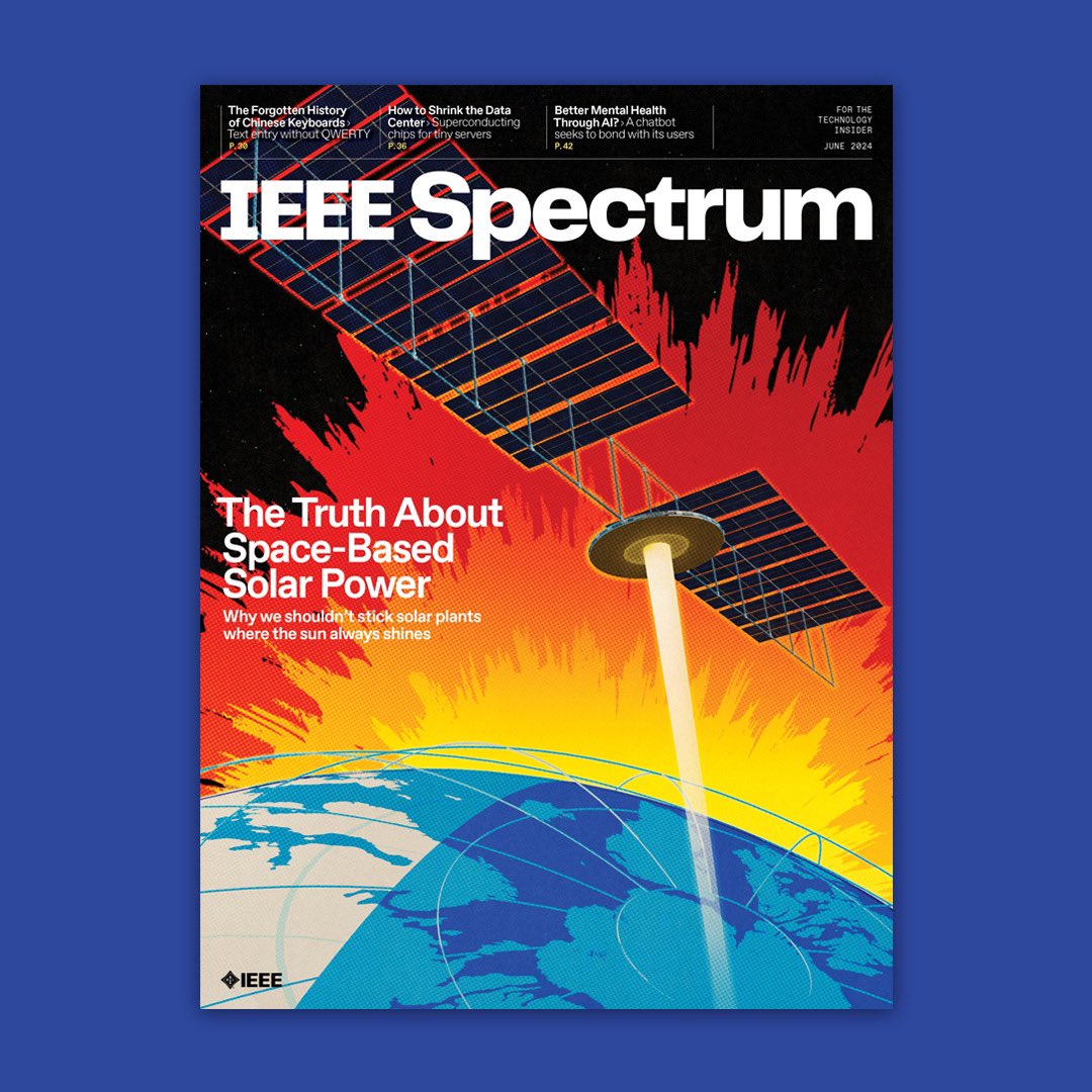 IEEESpectrum's tweet photo. Space-based #solarpanels : will they ever become a reality? Experts in this month’s Spectrum magazine weigh in on that, plus @WoebotHealth ‘s mental health #chatbot, a shoebox-sized data center, and more. Read all about it: https://t.co/eNaqHcEadd https://t.co/NKT2TvO2P8