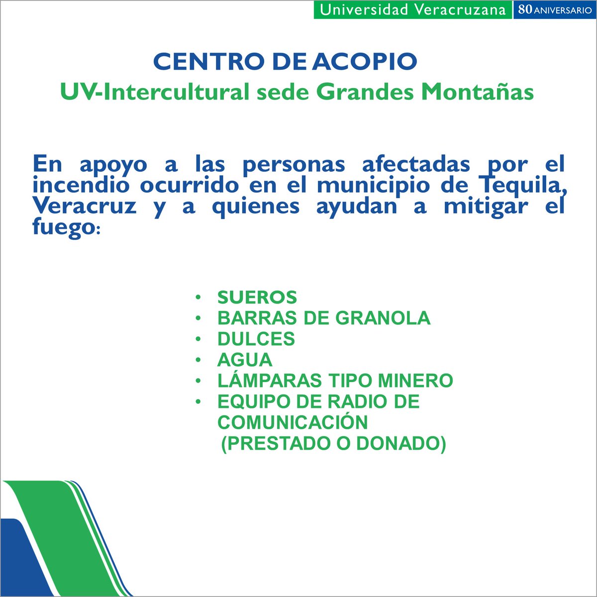 LuzioUV's tweet photo. Atención #ComunidadUV

Conoce los centros de acopio establecidos en apoyo a los municipios afectados por incendios en la #RegiónOrizabaCórdoba 🔥🌲.

¡Recuerda que tu donación, por pequeña que sea, cuenta y puede ayudar mucho! 🙌❤️

#UV_Solidaria https://t.co/kx5dJ8Pxgc