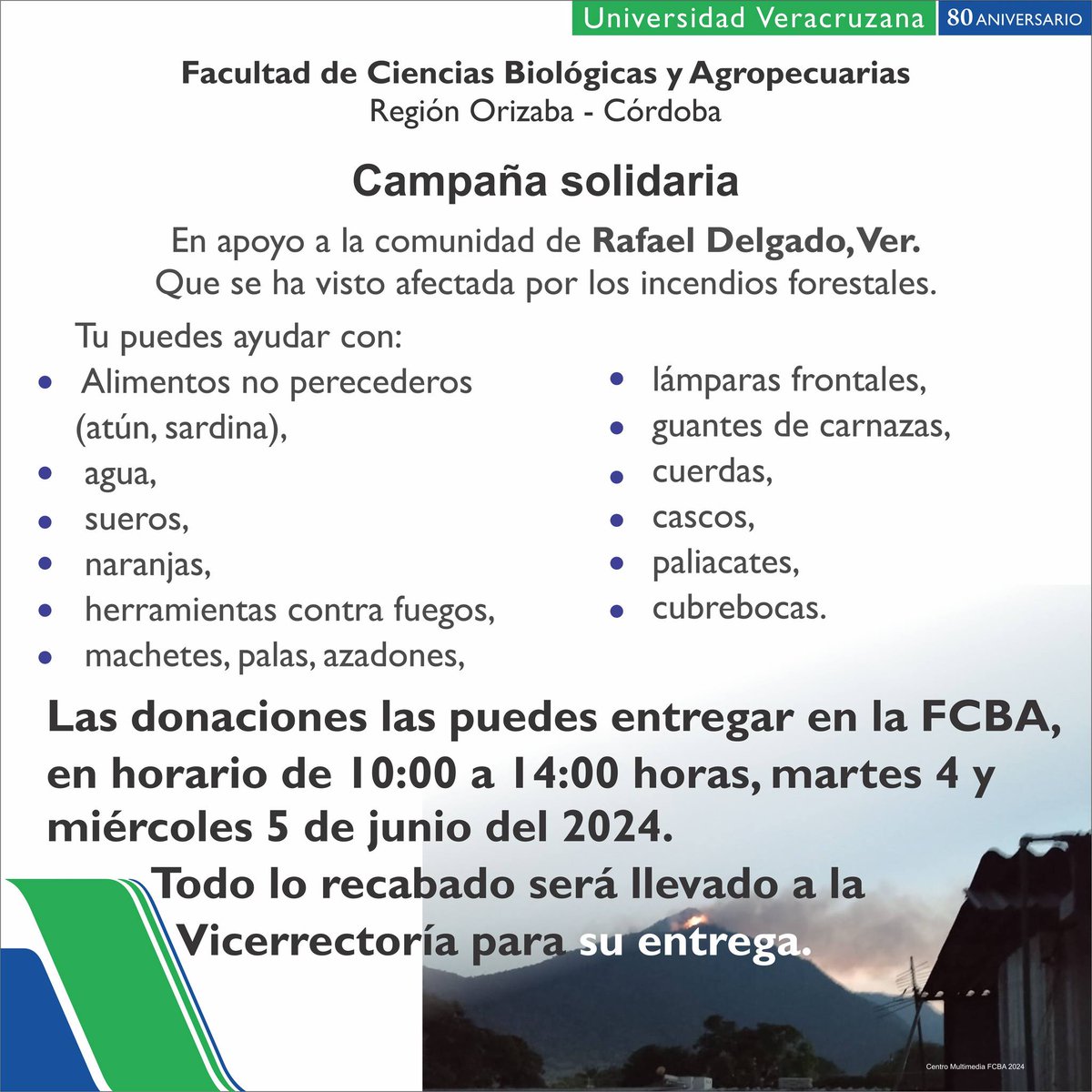 LuzioUV's tweet photo. Atención #ComunidadUV

Conoce los centros de acopio establecidos en apoyo a los municipios afectados por incendios en la #RegiónOrizabaCórdoba 🔥🌲.

¡Recuerda que tu donación, por pequeña que sea, cuenta y puede ayudar mucho! 🙌❤️

#UV_Solidaria https://t.co/kx5dJ8Pxgc