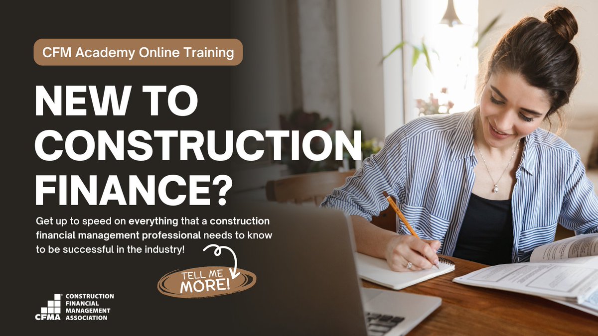 Ready to go beyond accounting? With the CFM Academy, you can master all things construction financial management! Dive into 6 modules on valuable industry topics and begin excelling in the construction industry! ➤ cfma.org/cfmacademy