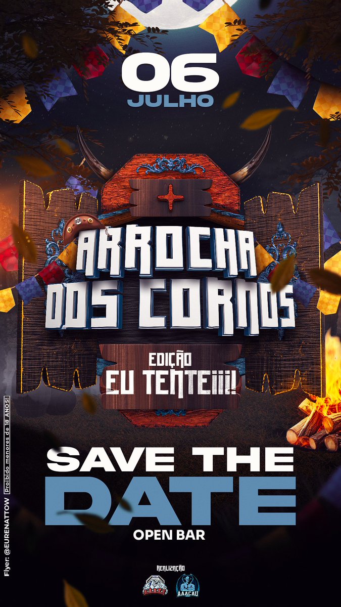 aaacau's tweet photo. Já dizia o nosso filósofo contemporâneo, Chico Moedas: " Eu não aguento mais errar" a AAAEF e a AAACAU resolveram acertar em 2024 e apresentam "Arrocha dos Cornos - Edição Eu tenteiii!"

Anote no seu calendário dia 06 de Julho.
Seis horas de open bar com muito amor plural. https://t.co/oByWVodwcm