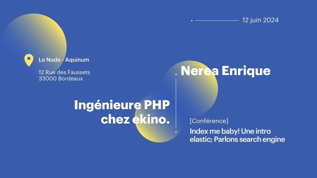 ekino_France's tweet photo. Nerea Enrique, ingénieure #PHP chez @ekino_France illuminera le Meetup de l’@AFUP_Bordeaux avec son expertise sur les moteurs de recherche ! Rendez-vous le 12 juin à 19h au @bxnode ! 🤩 @nep94 + d'infos ici 👉 https://t.co/Px6MORQBCC https://t.co/aJ1jNp2H5R