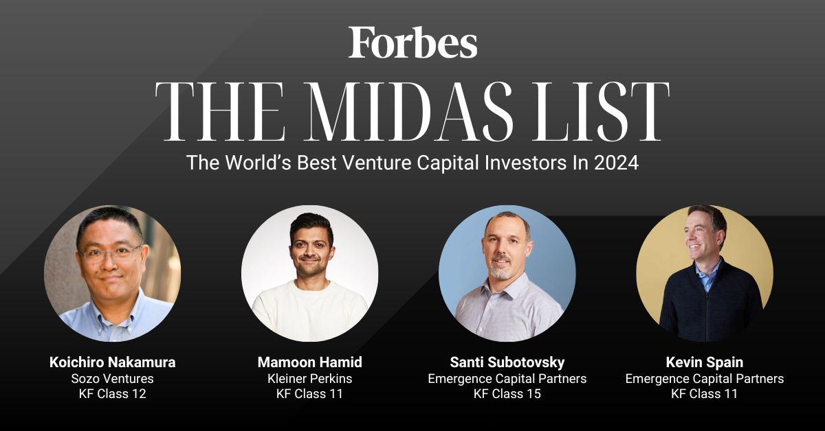 KauffmanFellows's tweet photo. We're excited to celebrate the Kauffman Fellows featured in the 2024 Forbes #MidasList!

Cheers to Koichiro Nakamura (KF12), @mamoonha (KF11), and @ssubo (KF15) on their continued recognition, and a big congratulations to @kevinspain (KF11) on his debut! https://t.co/j0kE4llPJ7 https://t.co/VhGU1chpIz