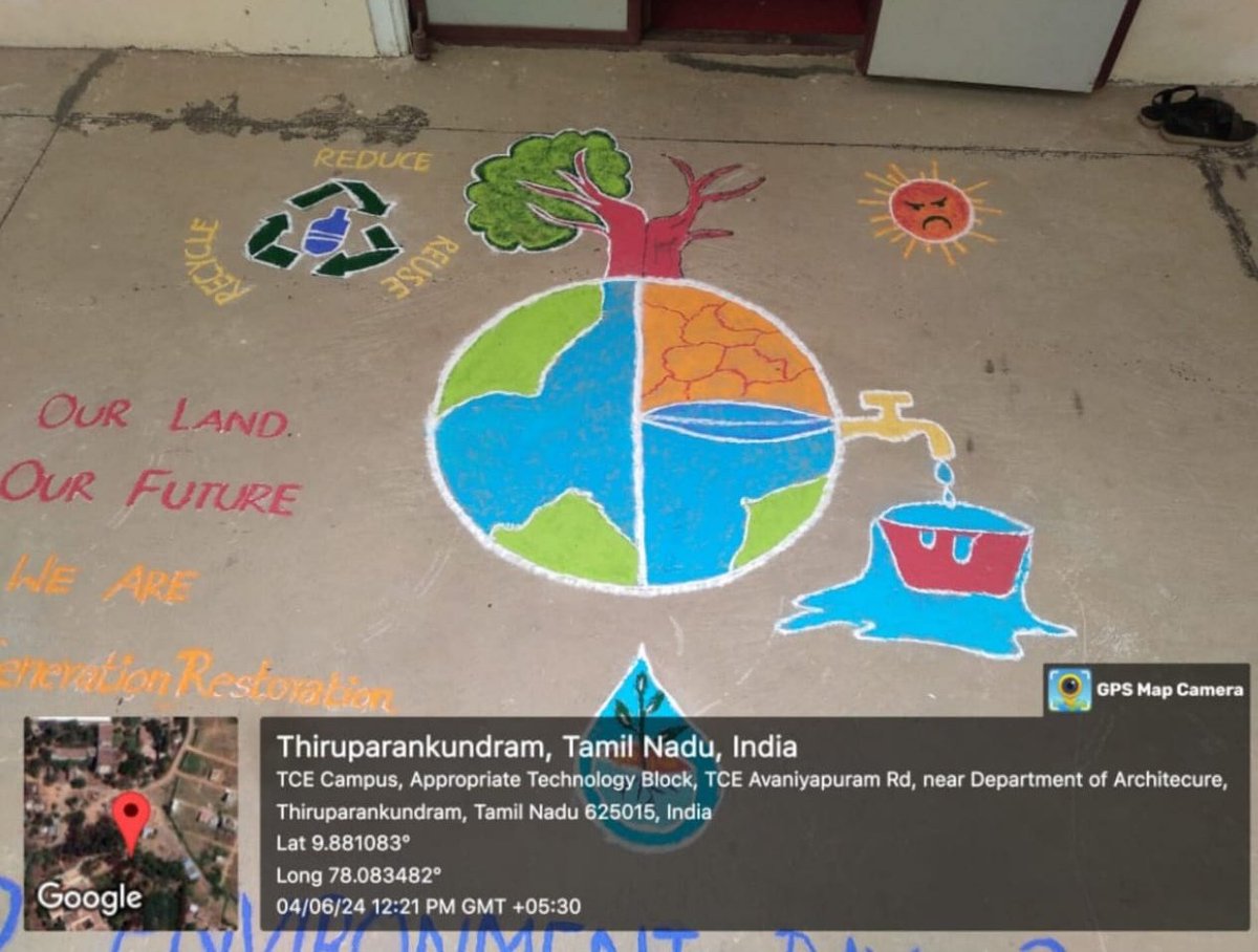 NSSTCEMadurai's tweet photo. ✨ 🌍Celebrating World Environment Day ✨🌍
TCE ENVIS hosted a Rangoli competition, and our NSS volunteers showcased amazing creativity! These designs are a call for a greener, sustainable planet. Let's be the change we wish to see! 🌿
#WorldEnvironmentDay #ENVIS #Sustainability https://t.co/86e73tXD53