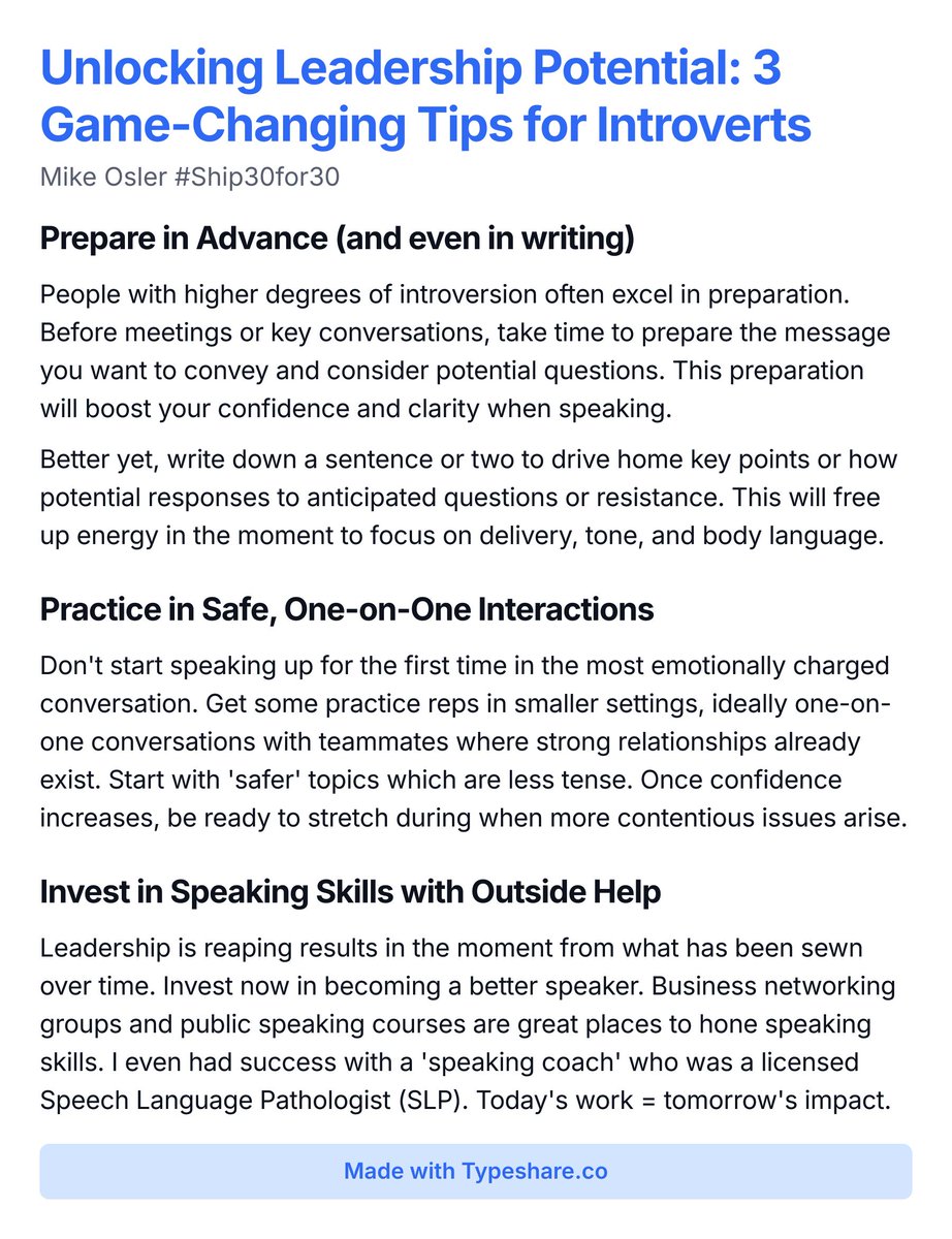 mosler4610's tweet photo. Unlocking Leadership Potential: 3 Game-Changing Tips for Introverts https://t.co/OtfwscxRDW