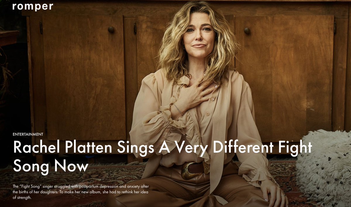 can you believe "fight song" is actually 10 years old now? spent some time unpacking its legacy with Rachel Platten, whose upcoming album, shaped by her experience with postpartum anxiety/depression, really moved me in ways I was not expecting romper.com/entertainment/… <a href="/romper/">Romper</a>