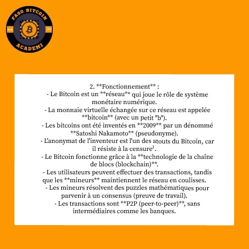 FasoBitcoin's tweet photo. Le #Bitcoin est une monnaie numérique qui appartient à tous le monde.c'est monyen de paiement peer à peer sans intermédiaire.
@_3lpadre4Btc @LafrappeBTC @BenjaminZagre1 https://t.co/TcSOorwc9J