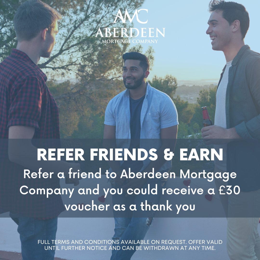 Know a friend looking for a mortgage? Refer them to us, and you can get a £30 voucher upon completion of their mortgage! It's that simple 👍 
aberdeenmortgagecompany.co.uk/refer-a-friend/
