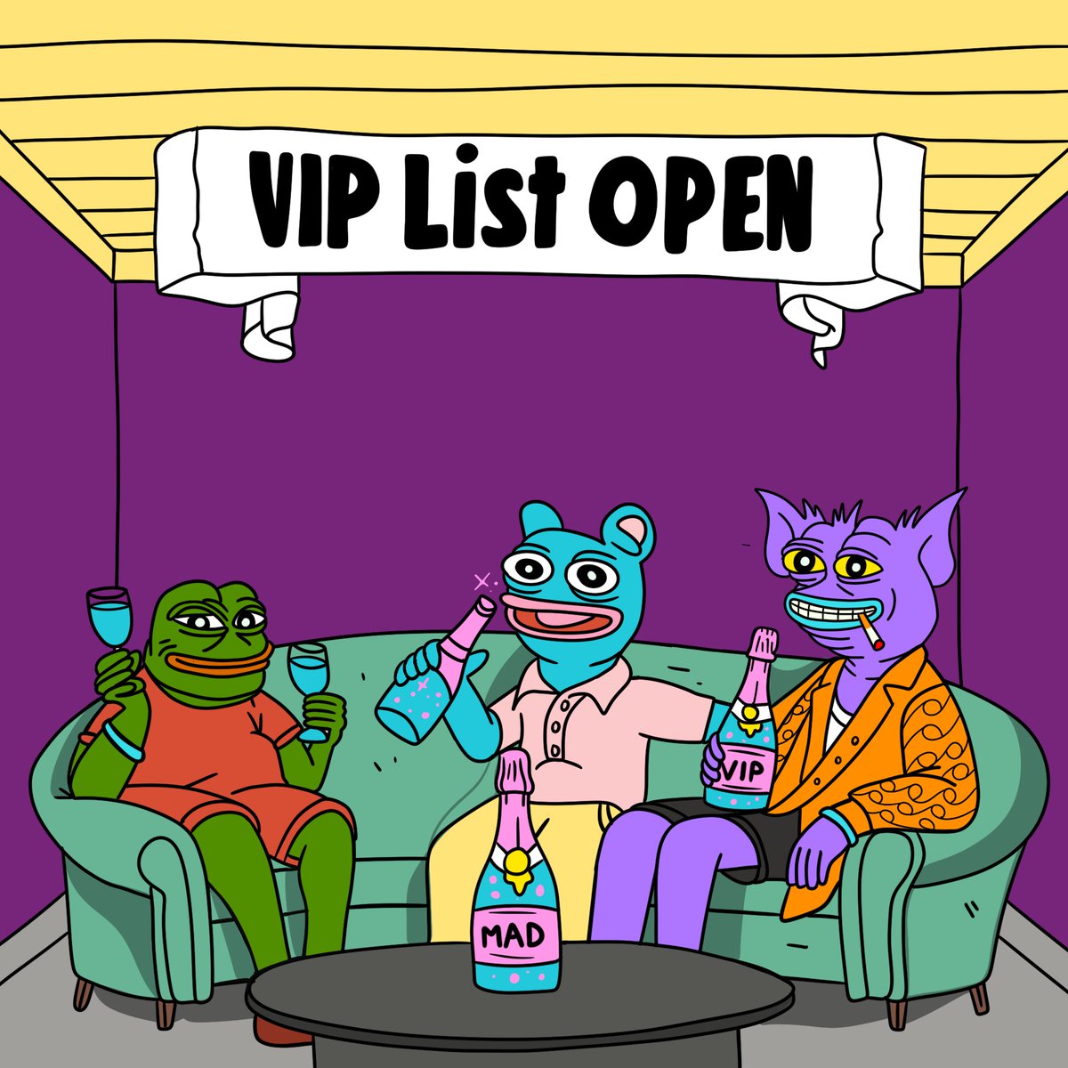 Our $MAD VIP List is NOW OPEN! 😈

VIP members will be carefully selected! To access it👇 

1) Follow + 💜 + RT
2) Tag your Top 3 Twitter Alpha callers / KOLs
3) Join Our Telegram (Link in Bio) 

Winners will be announced on Telegram 🎁  
#MemesAfterDark $SOL