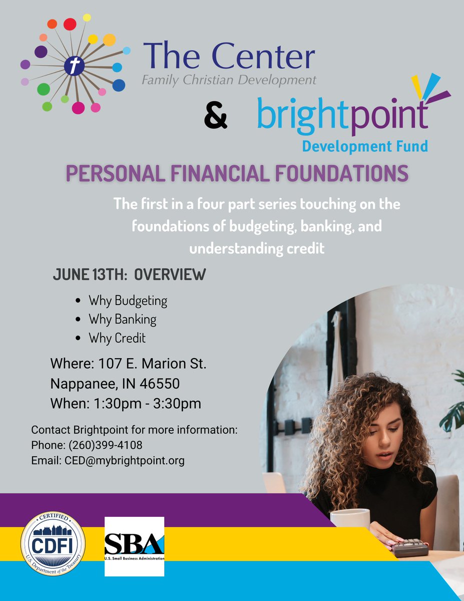Join us on June 13 for the first session of a four part series. Plan to build up your foundational knowledge of budgeting, banking, and understanding credit.