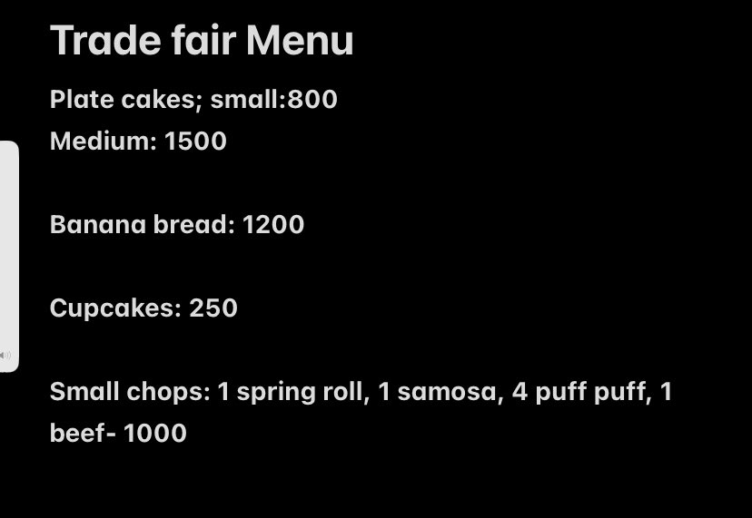 My brand would be exhibiting at Faculty of admin trade fair tomorrow! Please buy from us and support us 🥹. 
We have very very affordable treats tomorrow. 
All yummy and worth every penny. 
Cc: <a href="/rias_cakes/">RIA'S CAKES//cakes in Osun</a>