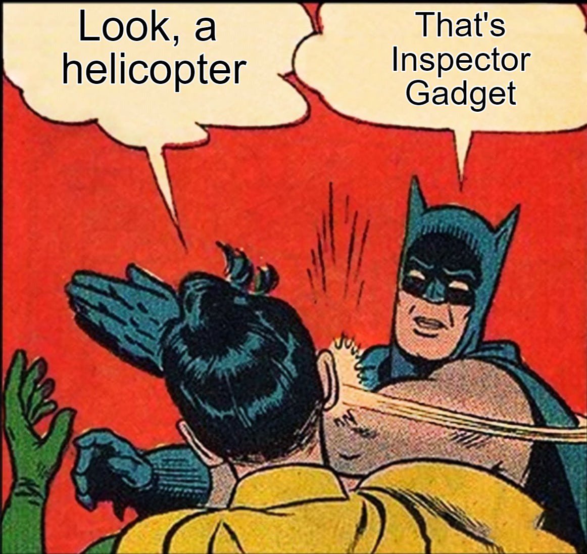 PlayGamisodes's tweet photo. Robin: 'Is it a plane? Is it a helicopter?'
Batman: slaps 'No, itโs Inspector Gadget saving the day!' ๐ต๏ธโโ๏ธ๐
๐๐ผ ๐๐ผ ๐๐ฎ๐ฑ๐ด๐ฒ๐ ๐๐ผ๐ฝ๐๐ฒ๐ฟ
#InspectorGadget #ClassicCartoons #BatmanMeme #Nostalgia #GadgetHero https://t.co/bXVPWuBhNQ