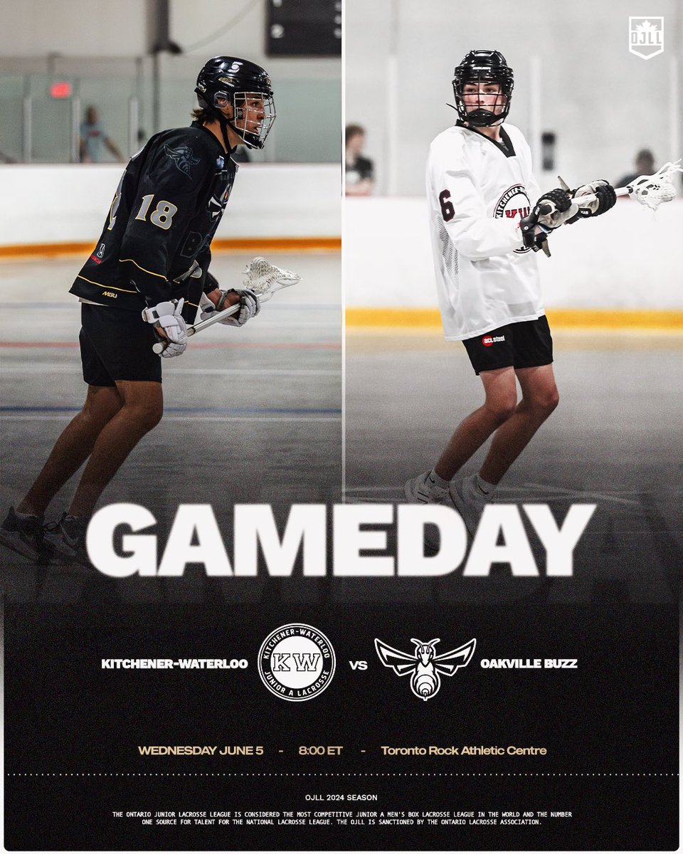 It’s GAMEDAY! 👊

Kitchener-Waterloo take on Oakville Buzz at Toronto Rock Athletic Centre

📆 June 5th
🕗 8:00 ET
📍Toronto Rock Athletic Centre