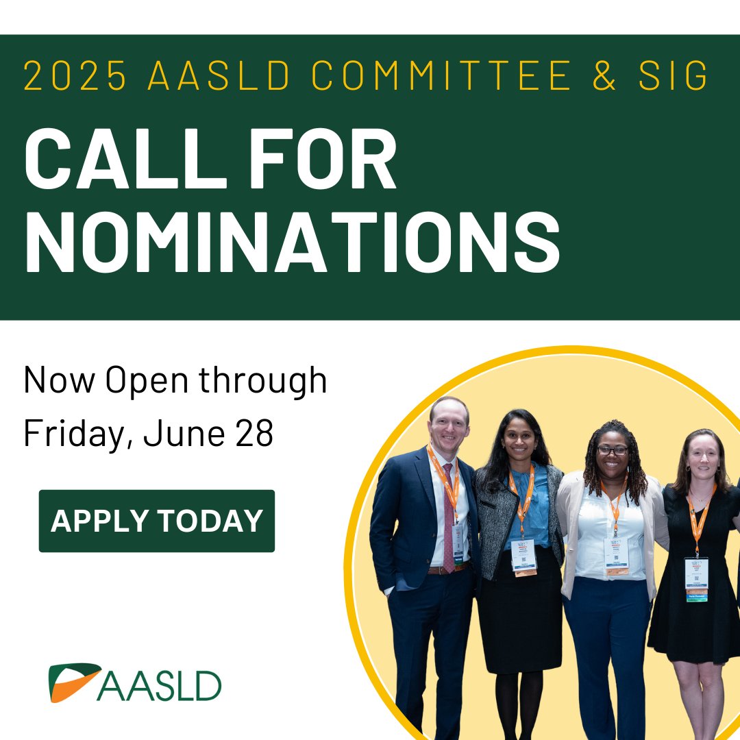 SIG and Committee nominations are open! AASLD will be accepting nominations through Friday, June 28 at 12 p.m. EDT. We invite you to participate. 

View Committee Vacancies: aasld.org/2025-aasld-com…
View SIG Vacancies: aasld.org/2025-aasld-spe…