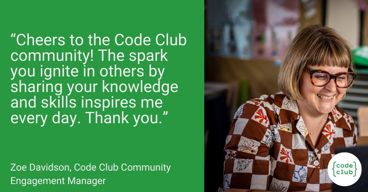CodeClub's tweet photo. Zoe shares a message to our wonderful community for #VolunteersWeek
#CodeClub https://t.co/D1TSUY9VA1