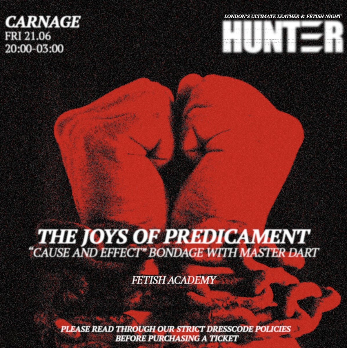 BrewHunterUK's tweet photo. HUNTER: CARNAGE 
21.06.24 : FETISH ACADEMY

The Joys of Predicament
Cause and Effect Bondage with MASTER DART
KINXX GALLERY 21:15-22:00

The Joys of Predicament
'Cause and Effect' Bondage with Master Dart 

TiXX: https://t.co/7hHLv0IPum
https://t.co/IIZF9cN2Vn https://t.co/rUjVMUMNsl