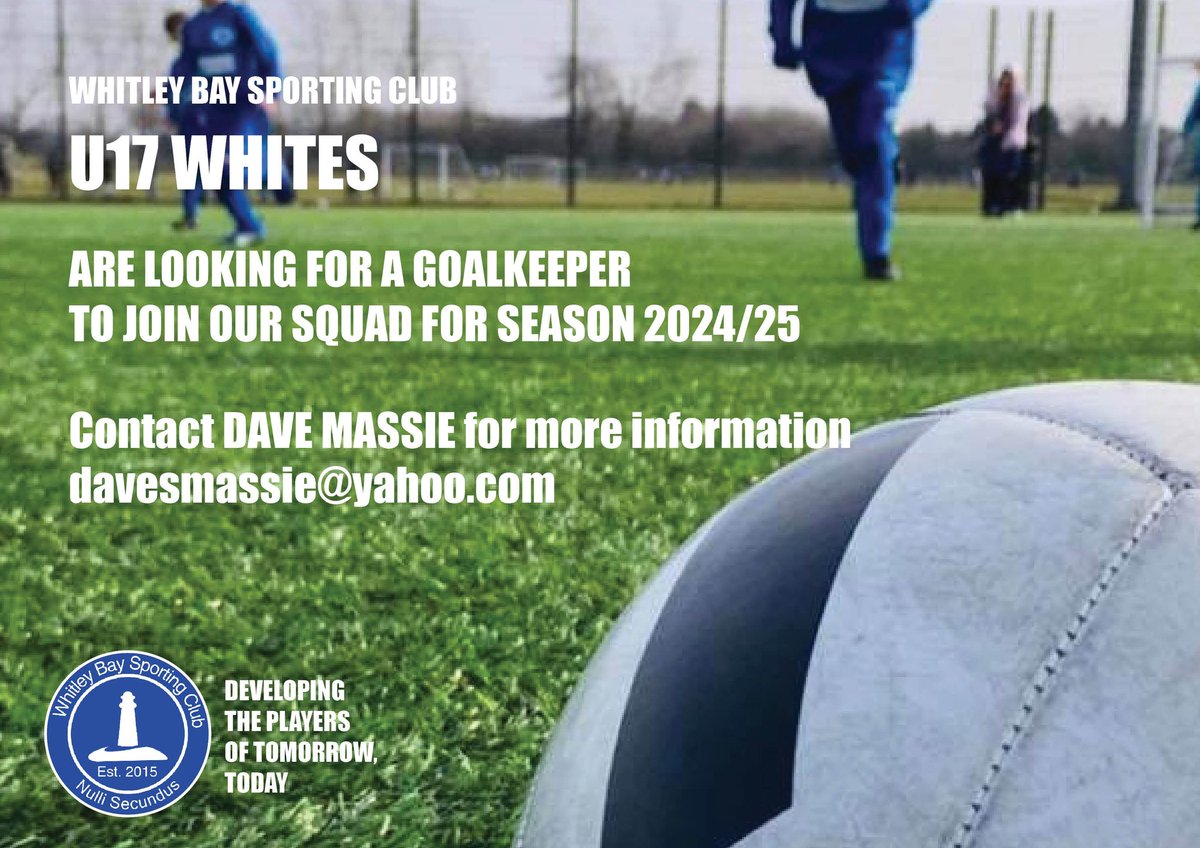 Our U17 whites are looking for a keeper. Contact info on the flyer.