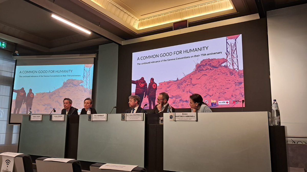 BelgiumMFA's tweet photo. Today, Belgium (@EU2024BE), @ICRC &amp; @CroixRougeBE/@RodeKruisVL celebrated 75 years of the #GenevaConventions w/ an event on the ever-renewed relevance of international humanitarian law in contemporary armed conflicts.

❗️ #IHL remains as relevant &amp; indispensable as ever.

[1/3]⤵️ https://t.co/ULj18gCbtr