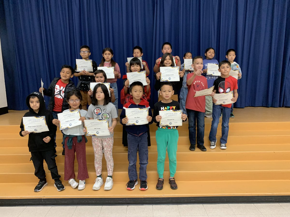 So many <a href="/RascalPride/">Rowland Elementary</a> Students are recognized for good attendance for the third trimester at the end of year assembly; they all couldn’t fit on the stage at one time!  Thank you caregivers for your support!  #WeAreRUSD