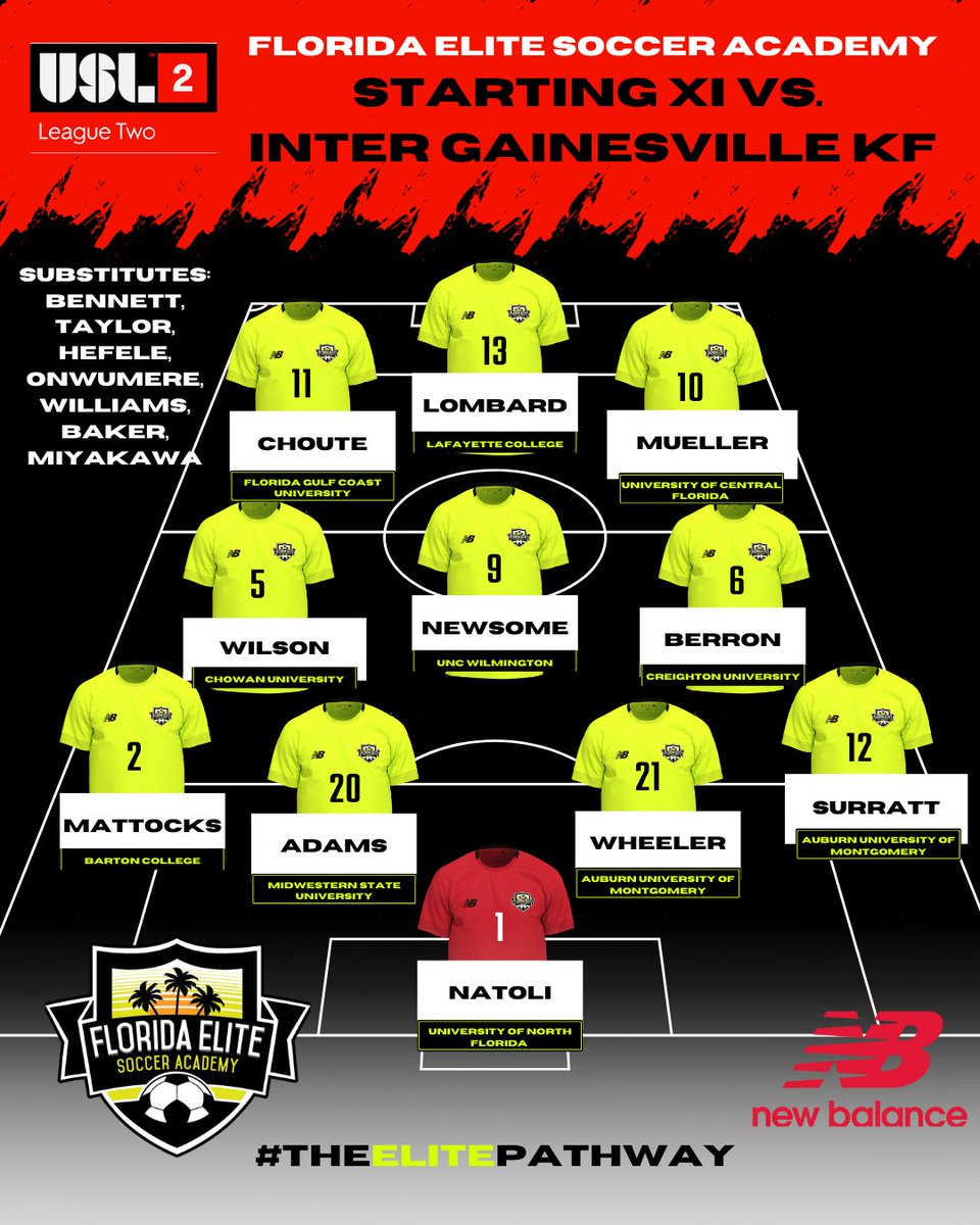 STARTING XI🚨

Here is how we line up in this evening's match!

Livestream➡️ sportsengineplay.com/Florida/Florid…

#theELITEpathway #WeAreFloridaElite
