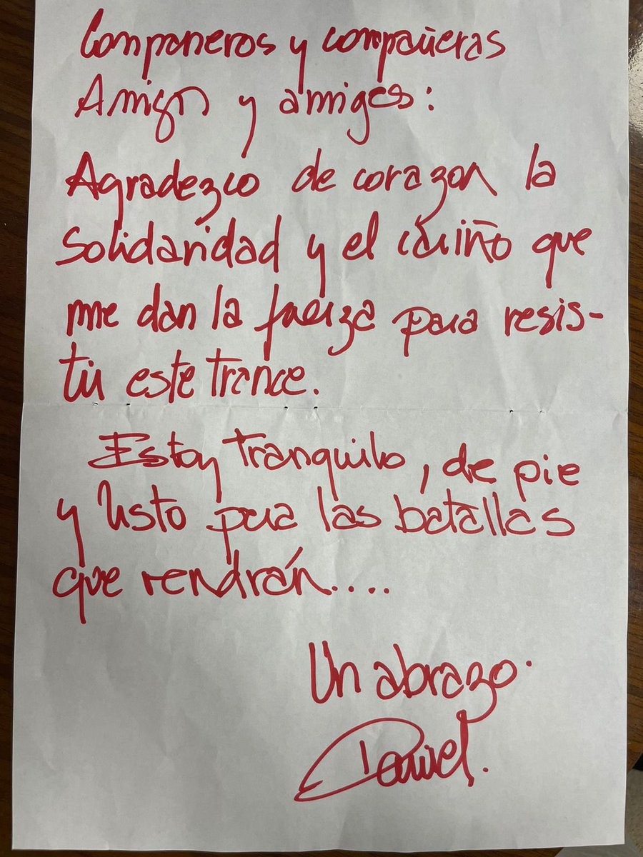 🔴 EXCLUSIVO
Daniel Jadue desde prisión: “Agradezco el cariño, que me dan la fuerza para resistir este trance”. Primer mensaje del compañero alcalde Daniel Jadue. Favor amplia difusión!!! #JadueLibre #TodosSomosJadue