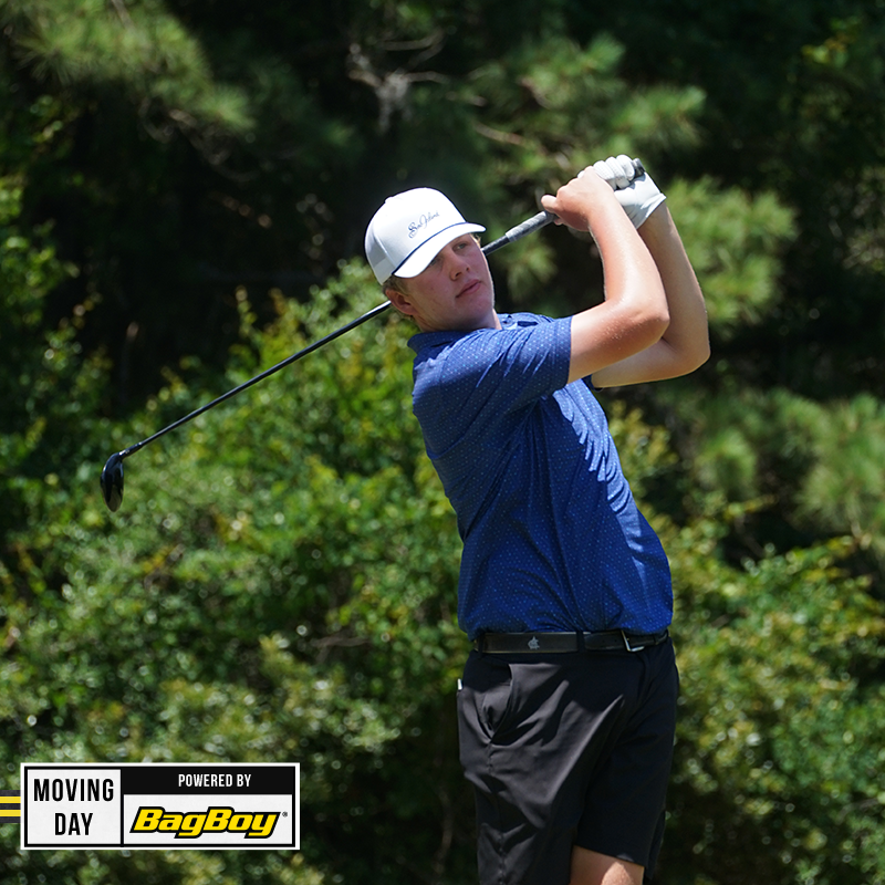 AJGAGolf's tweet photo. A #BagBoyMovingDay for the books! 👏

Currently in fourth place, Andrew Couey (-4) moves up 30 spots after carding a 65 in round two of the #ParrisIslandJr. https://t.co/KJ23FHp5yl