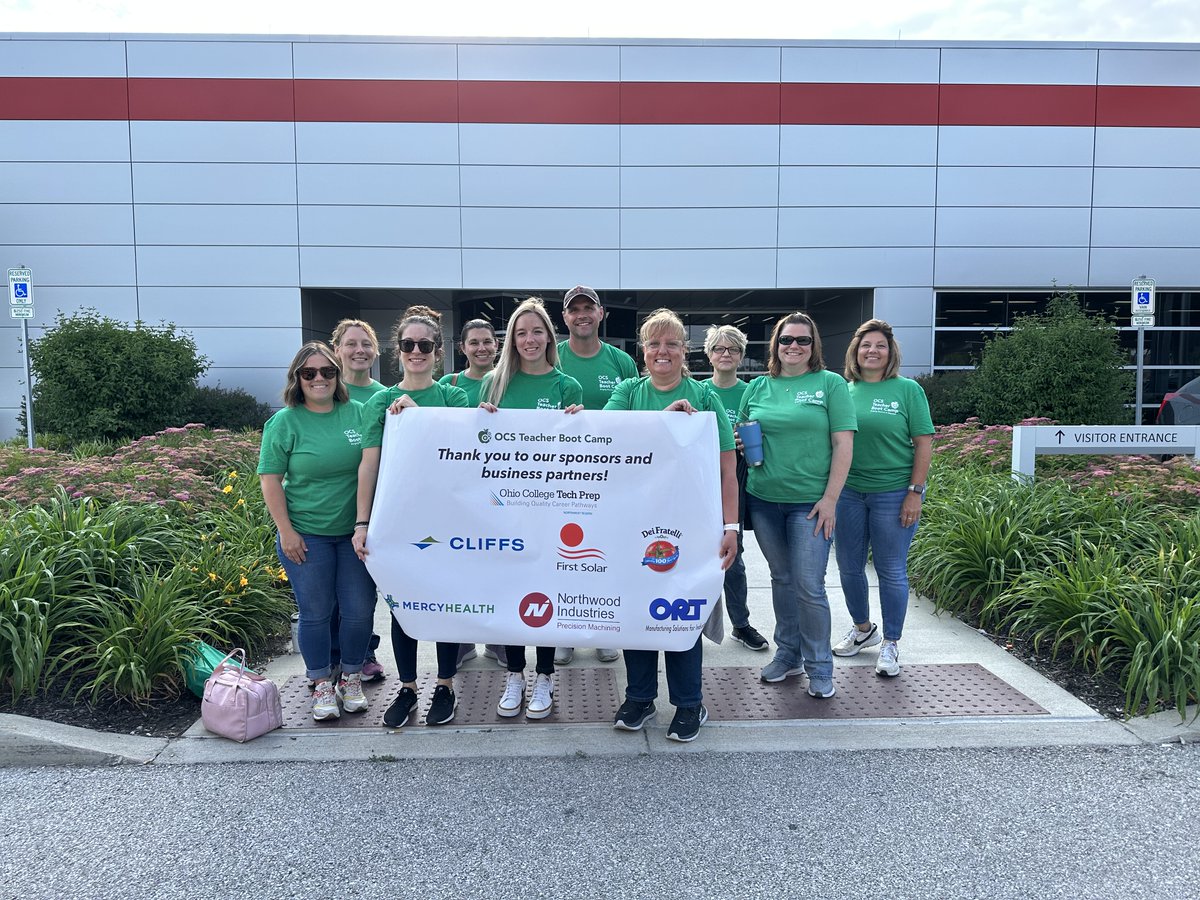 Clay_CareerTech's tweet photo. Day Two of the Oregon City Schools Teacher Bootcamp brought our 17 participants and 2 facilitators to @CLE_CLF Toledo Direct Reduction Plant and @FirstSolar Walbridge Facility! We wrap up our business tours tomorrow! #CreateDiscoverLiveClayCT #OCSsuccess https://t.co/AmlZs9XSux