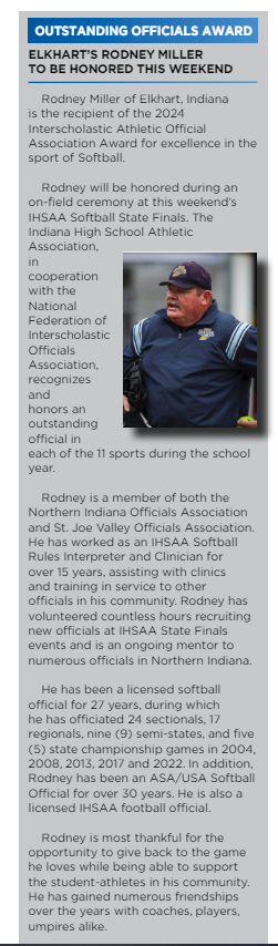 cminutemen's tweet photo. Congratulations to Rodney Miller who will receive the @IHSAA1  Interscholastic Athletic Official Association Award for excellence in the sport of Softball this weekend!  Rodney has worked at Concord for many years and is very deserving of this award!  Congrats Rodney!! https://t.co/0IcToKsY06