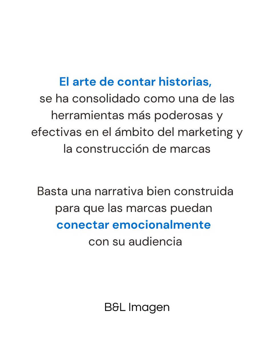 BL_imagen's tweet photo. El storytelling permite a las marcas transmitir su esencia, valores y misión de una manera que las estadísticas y los datos duros no pueden lograr por sí solos. 

En el desarrollo de tu marca o negocio, ¿ya estás contando las mejores historias? https://t.co/UhOY3ZVoF5