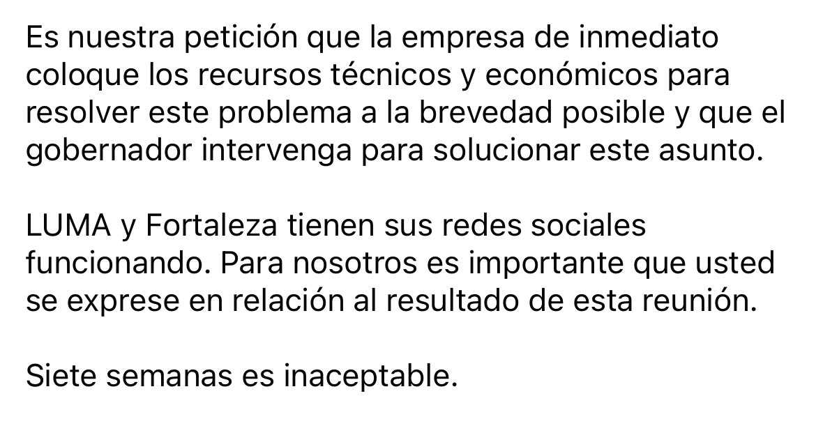 ValeriaCollazoC's tweet image. Tras reunión con directivos de LUMA, el municipio de Santa Isabel informa que la empresa podría tardar de 5 a 7 SEMANAS en completar las reparaciones que mantienen a ese pueblo, Coamo y partes de Aibonito con interrupciones en el servicio eléctrico.