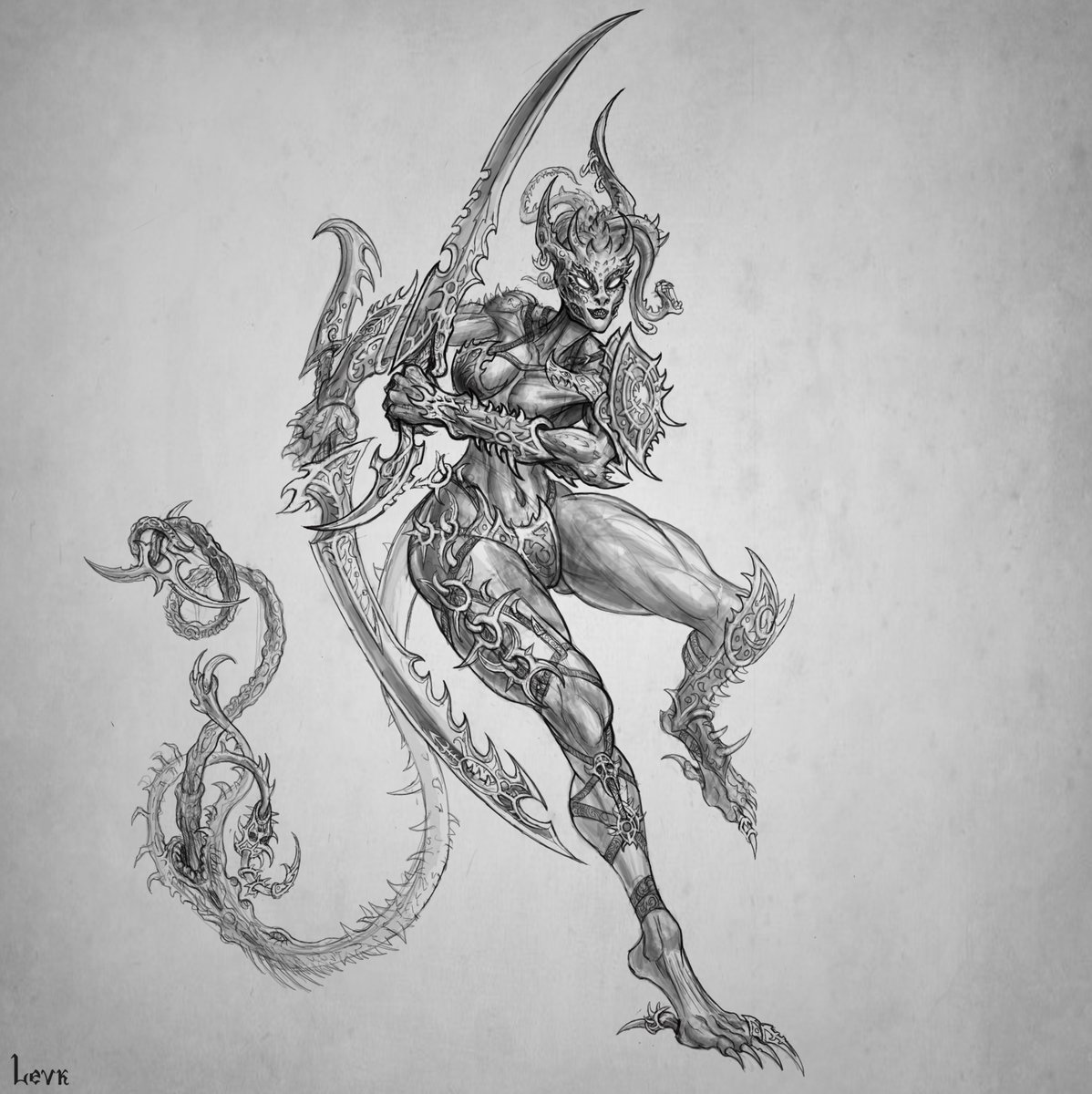 Lvkoiv's tweet photo. Sometimes I try to learn how to draw characters in more dynamic poses, so I make sketches like this #daemonette #slaanesh #warhammerfanart #Warhammer40k https://t.co/r3PvLU31kX
