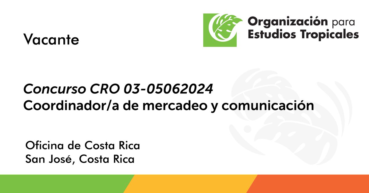 👀 ¡Buscamos una nueva persona para la coordinación de nuestro departamento de mercadeo y comunicación! 👀

🍃 Tenés tiempo de aplicar hasta el domingo 23 de junio.🎥🎙

Conocé todos los detalles para aplicar aquí 👇

bit.ly/3D2dmCU