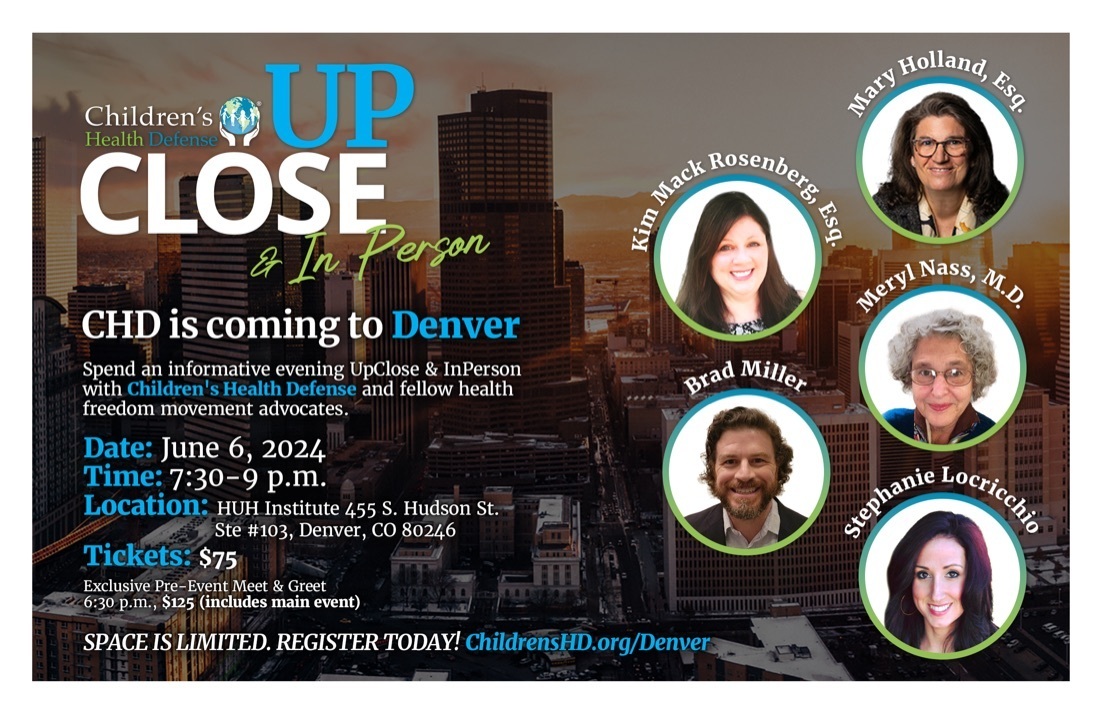📣 TOMORROW: CHD is Coming to Denver!

Spend an engaging evening UpClose + InPerson with:

➕ Mary Holland, CEO (<a href="/maryhollandnyc/">Mary S. Holland, Esq.</a>)
➕ Kim Mack Rosenberg, Gen. Counsel (<a href="/KimMRosenberg/">Kim Mack Rosenberg</a>)
➕ Stephanie Locricchio, Grassroots + Outreach Mgr. (<a href="/StephLocricchio/">Stephanie Locricchio</a>)
➕ Other Amazing Health