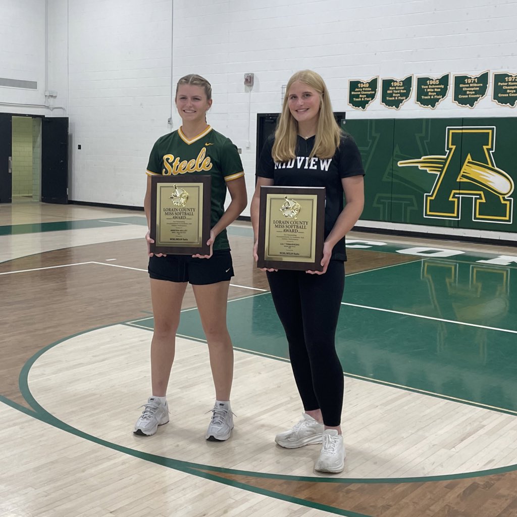 Breaking!🚨🥎 

Amherst’s Kristen Kelley and Midview’s Lily Tomasheski win 2024 Lorain County Ms. Softball 

<a href="/MiddieUpdates/">Midview Athletics</a> <a href="/MJournalSports/">Morning Journal Sports</a> <a href="/SteeleComets/">Steele Athletics</a>