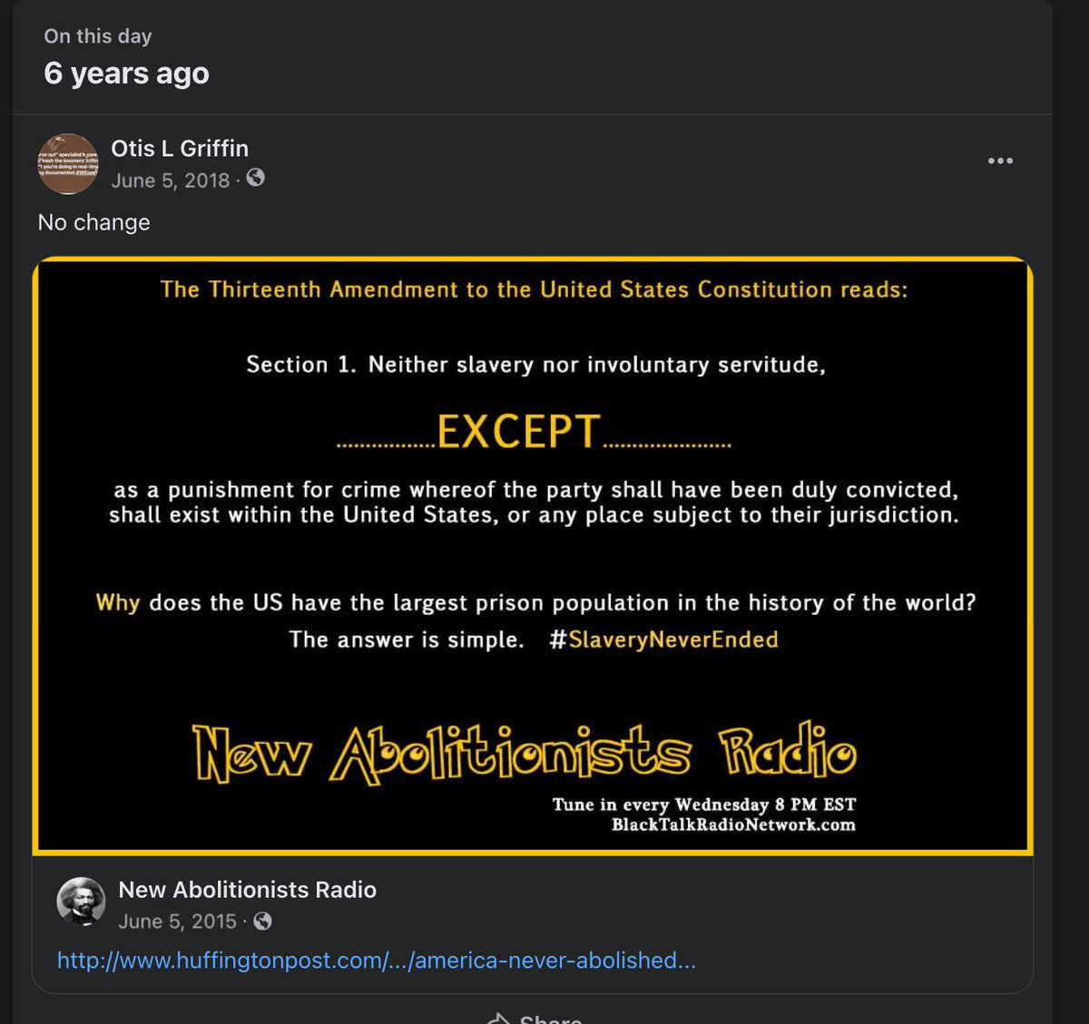 OLGriffin2's tweet image. #Lookingback · #NewAbolitionistsRadio #AbolitionToday 

huffingtonpost.com/.../america-ne…...