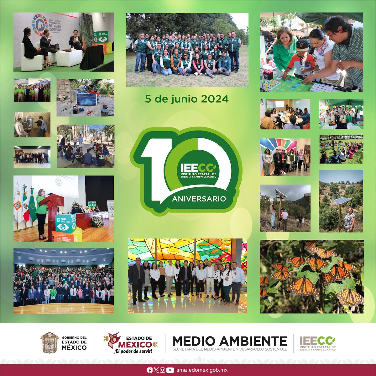 IEECCedomex's tweet photo. Hoy conmemoramos el Décimo Aniversario de la creación del #IEECC, instituto que ha tenido la misión de promover la generación de acciones, investigación y proyectos de mitigación y adaptación al #CambioClimático en el Estado De México.
#10AñosIEECC 🌱🌞🌎⚡️🌧️♻️🌳 https://t.co/4luANUXBjd
