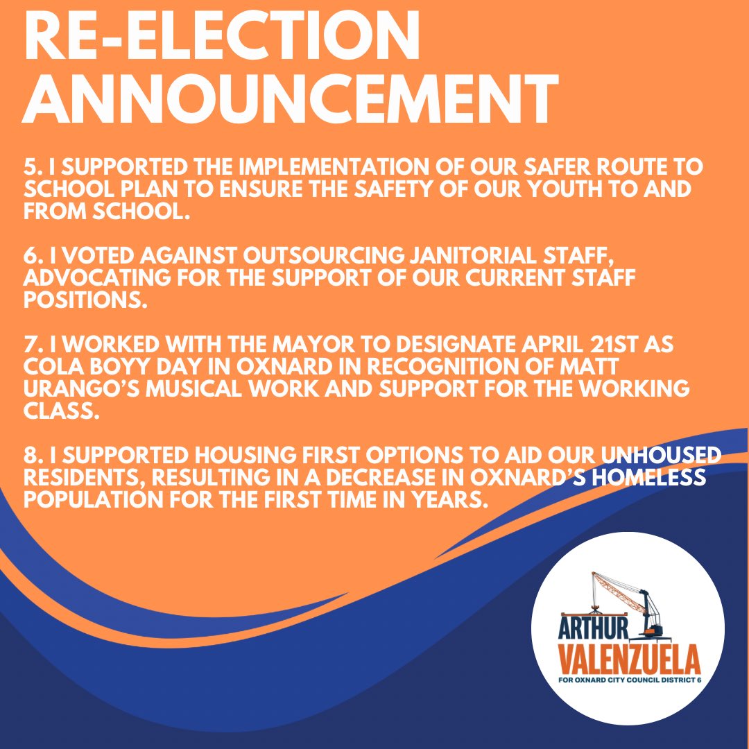 Arthur4Oxnard's tweet photo. Re-Election Announcement (Part 1 of 2) https://t.co/BxhcG2tUl3