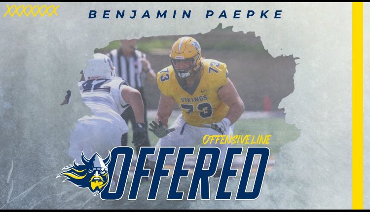 Benjamin Paepke (@paepkebenjamin) on Twitter photo After an amazing call with <a href="/coachscholten/">Kelly Scholten</a> I am blessed to receive a D2 offer at <a href="/AugustanaFB/">Augustana Football</a>! After an amazing call with <a href="/coachscholten/">Kelly Scholten</a> I am blessed to receive a D2 offer at <a href="/AugustanaFB/">Augustana Football</a>!