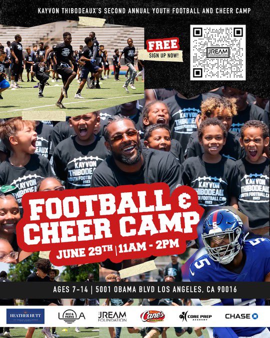 TheJreamFound's tweet image. We're excited to announce our 2nd Annual Youth Football and Cheer Camp! Join us for a day filled with fitness, food, fun, and family. You do not have to participate in the camp to be a part of this memorable event. All community members and family are welcome.