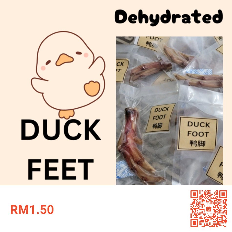 jerekah1's tweet photo. I'm selling Dehydrated Duck Feet for Cats &amp; Dogs chew - Joint care, brain stimuli &amp; healthy snack [猫狗用风干鸭脚 - 关节护理、刺激和健康零食] for RM1.50. Get it on Shopee now! https://t.co/YvQPNqfcxu #ShopeeMY https://t.co/rP8ofoXxBx