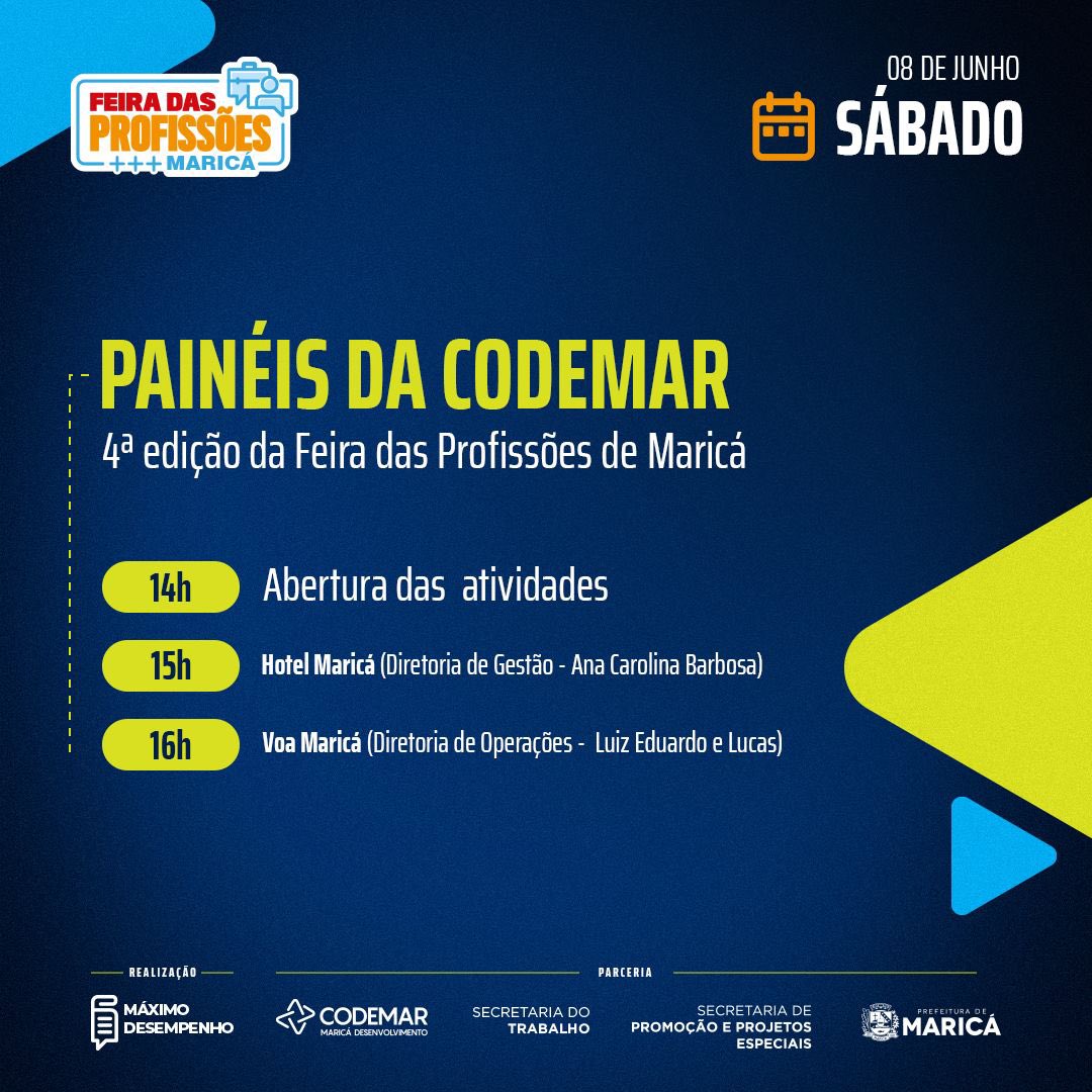 codemarmarica's tweet photo. É amanhã! A quarta edição da Feira das Profissões de Maricá vem com tudo e a Codemar tem uma programação inteirinha exclusiva para receber vocês no nosso estande. A partir das 14h, no espaço de eventos do lado do Aeroporto (próximo ao Fórum). Te esperamos!
#Codemar https://t.co/3xDuO072NW
