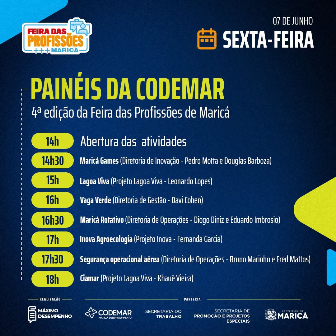 codemarmarica's tweet photo. É amanhã! A quarta edição da Feira das Profissões de Maricá vem com tudo e a Codemar tem uma programação inteirinha exclusiva para receber vocês no nosso estande. A partir das 14h, no espaço de eventos do lado do Aeroporto (próximo ao Fórum). Te esperamos!
#Codemar https://t.co/3xDuO072NW