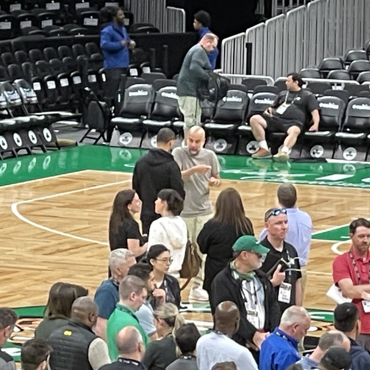 Pep in Boston, speaking with Celtics coach Joe Mazzulla ahead of Thursday's NBA Finals Game 1.

In other news...Celtics in four. 😉