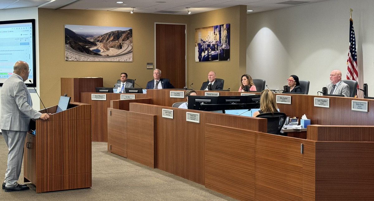 adelh2o's tweet photo. Today, @mwdh2o Board Chair Adán Ortega Jr. &amp; I visited @WesternWaterCA  as part of our water tour to our member agencies.  We shared our climate adaptation master planning &amp; business plan efforts. We had very engaging dialogue about building the future infrastructure. https://t.co/E9H45DZV6a