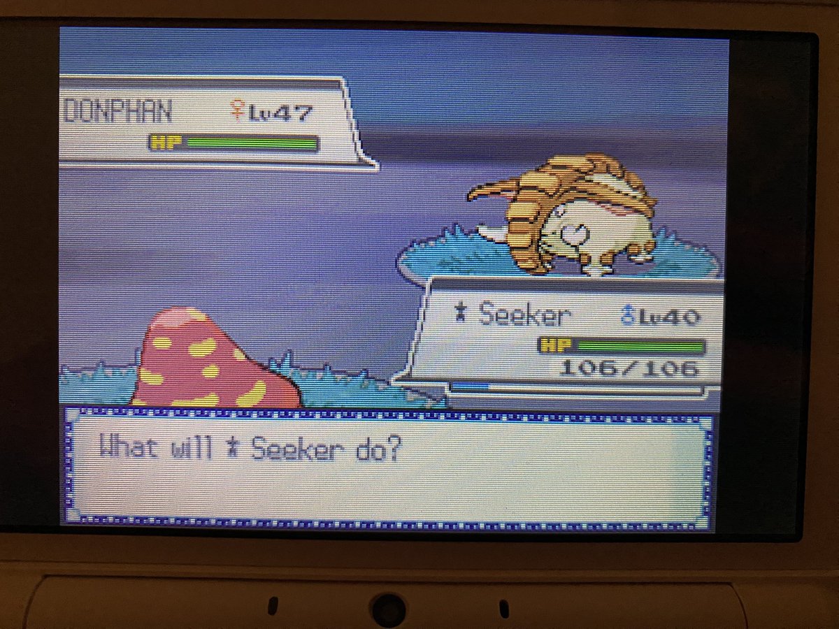 LAURENS__7's tweet photo. Shiny Domphan in Pokemon HeartGold. Phase two for Sneasel. Very cool shiny to phase on. https://t.co/C9C9eA3omU