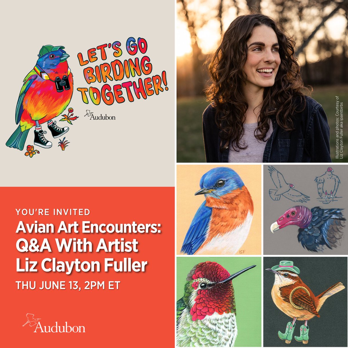 Audubon Society (@audubonsociety) on Twitter photo Join us on 6/13 at 2pm ET for a conversation with artist Liz Clayton Fuller—<a href="/ipaintbirbs/">Liz Clayton Fuller</a>—who created this year’s Let’s Go Birding Together design. We’ll be chatting about the process of illustrating this design, Liz’s work, and more! Tune in on Instagram: instagram.com/audubonsociety/ Join us on 6/13 at 2pm ET for a conversation with artist Liz Clayton Fuller—<a href="/ipaintbirbs/">Liz Clayton Fuller</a>—who created this year’s Let’s Go Birding Together design. We’ll be chatting about the process of illustrating this design, Liz’s work, and more! Tune in on Instagram: instagram.com/audubonsociety/