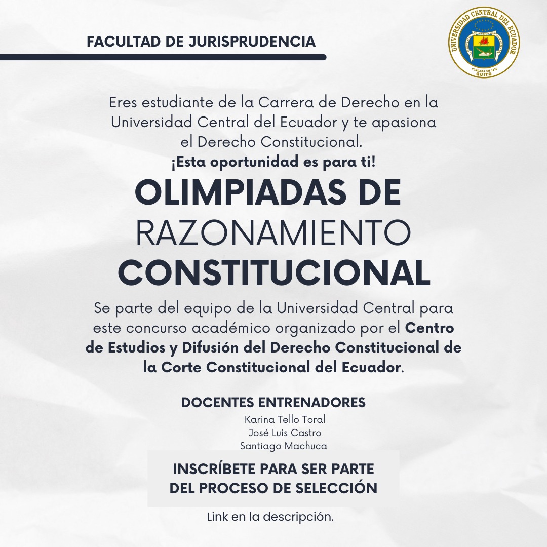 JurisprudenciaU's tweet photo. Olimpiadas de Razonamiento Constitucional 
Quieres ser parte de este reto, no te olvides de inscribirte en el siguiente link 👇🏻
https://t.co/vcMJRWbNfO https://t.co/1qNteu3dfm