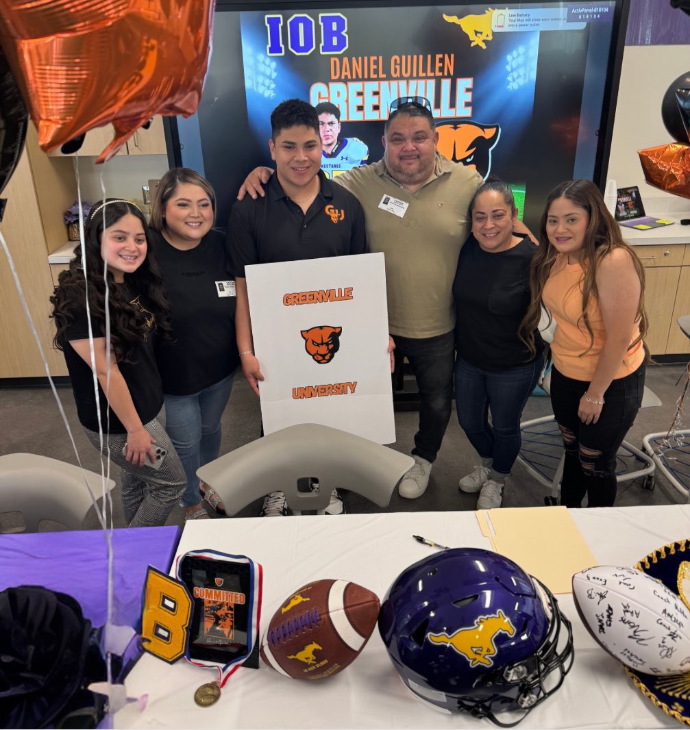 Bernie Luna (@coachbernieluna) on Twitter photo Congratulations <a href="/DanielG54569676/">daniiee.lll</a> for a special day for you. We wish you the best and have lots of success at <a href="/EMAPFootball/">Greenville University Football</a>
It’s a Great Day to be a Mustang!
<a href="/CoachAdrian6607/">Adrian Herrera</a> <a href="/elbigfred/">Coach Freddy Gonzalez</a>
<a href="/jason_yturralde/">Jason Yturralde</a>
<a href="/epsportsnet/">El Paso Sports Network</a>
<a href="/Burges_Mustangs/">Burges_Mustangs</a> Congratulations <a href="/DanielG54569676/">daniiee.lll</a> for a special day for you. We wish you the best and have lots of success at <a href="/EMAPFootball/">Greenville University Football</a>
It’s a Great Day to be a Mustang!
<a href="/CoachAdrian6607/">Adrian Herrera</a> <a href="/elbigfred/">Coach Freddy Gonzalez</a>
<a href="/jason_yturralde/">Jason Yturralde</a>
<a href="/epsportsnet/">El Paso Sports Network</a>
<a href="/Burges_Mustangs/">Burges_Mustangs</a>