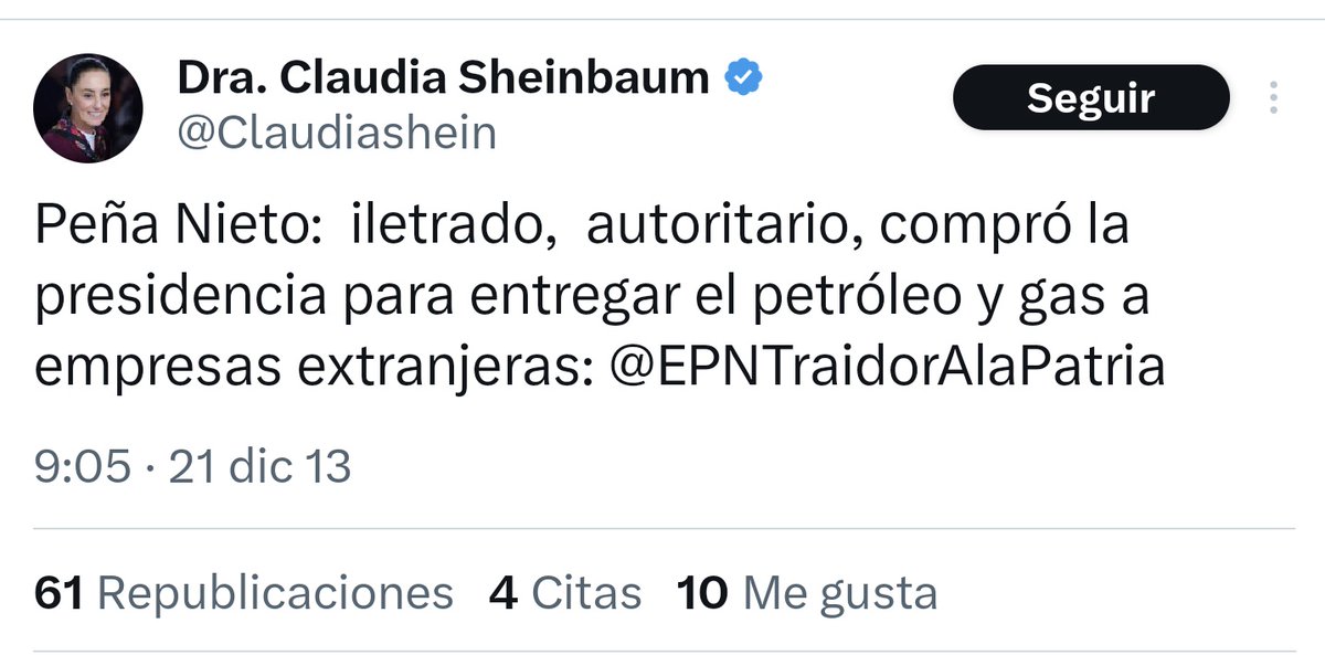 <a href="/Claudiashein/">Claudia Sheinbaum Pardo</a> Que raro, ya no es un traidor a la patria?