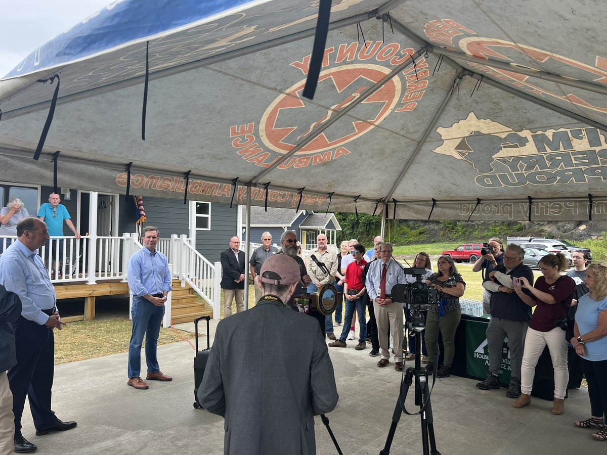 ZackForKY's tweet photo. It was great to be able to attend the Housing Development Alliance’s dedication of their 100th home  served since the 2022 Flood. We aren’t finished with recovery efforts, but because of organizations like HDA, we are making progress every day. Our best days are on the horizon! https://t.co/wyY5SASibT